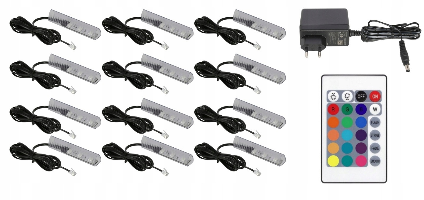 12 x Rgb Led klipy pro polic na sklo, klip Komplet