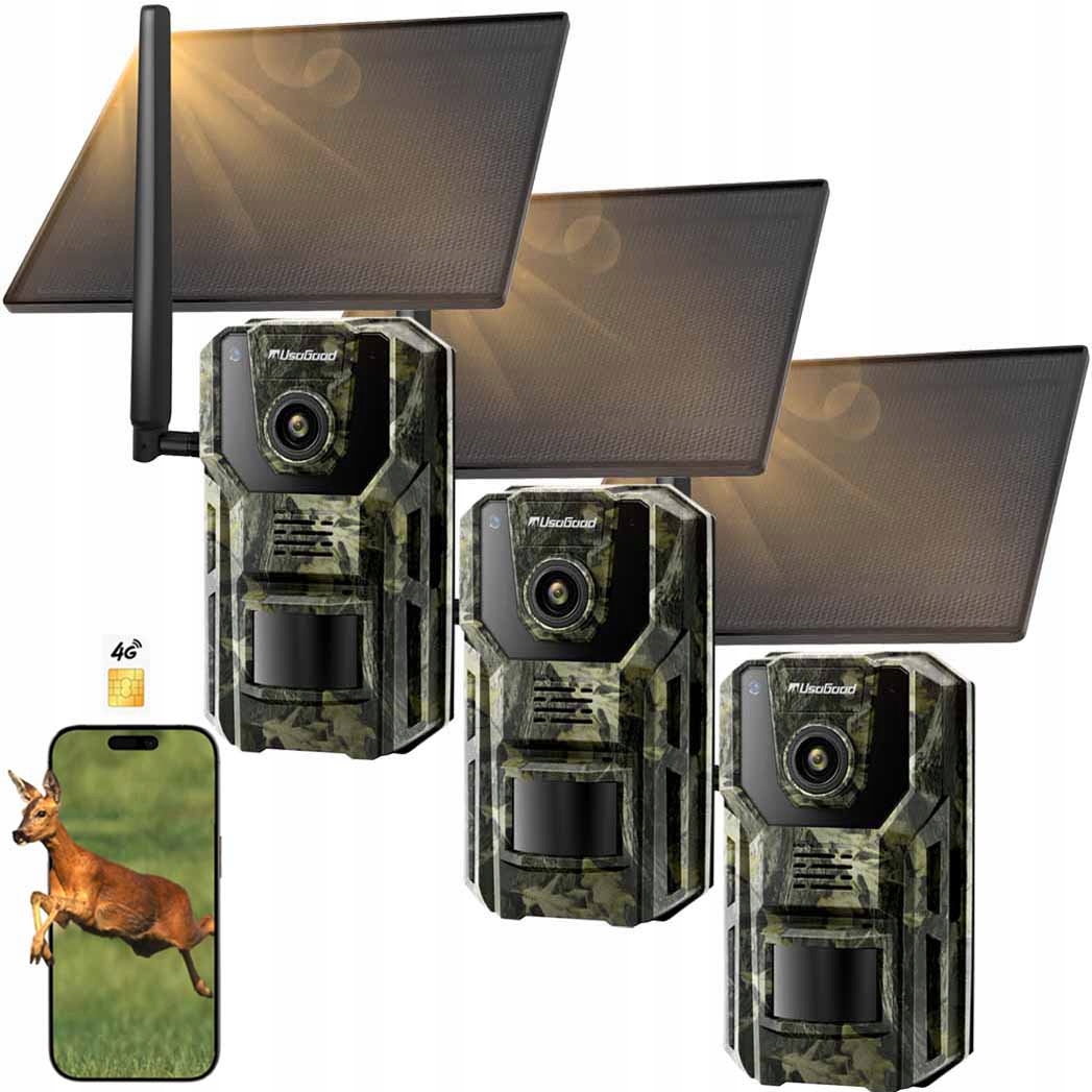 Solární Kamera Fotopast Venkovní Otočná Sim Gsm 3G 4G Lte Sim 2K X3