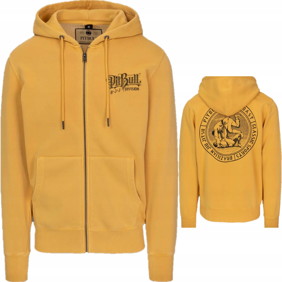 Pánská Rozepínací Mikina S Kapucí Pitbull West S Kapucí Vintage Bjj Žlutá S