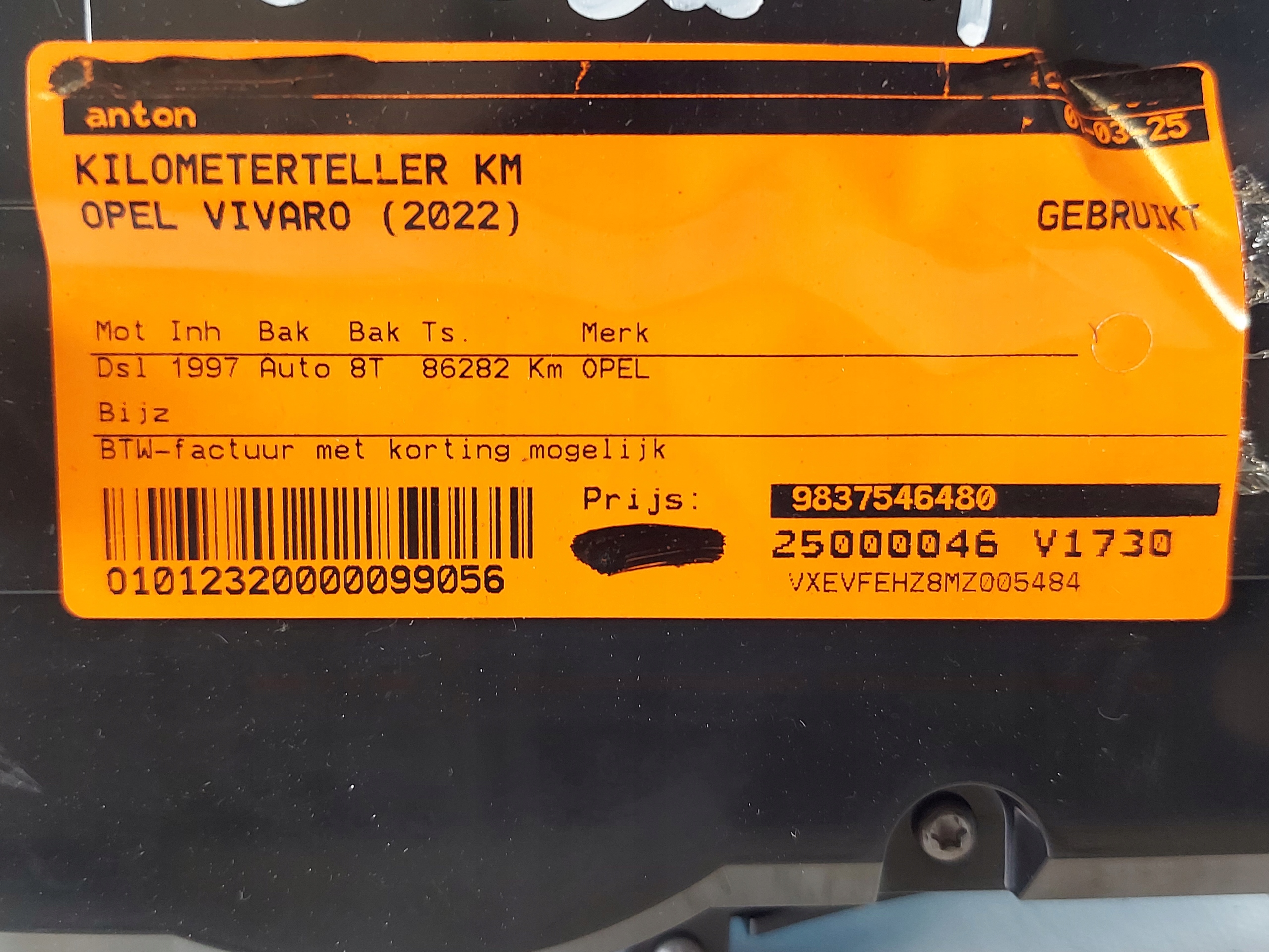 dials clock OPEL VIVARO 2022r 2.0 CDTI 983754648000