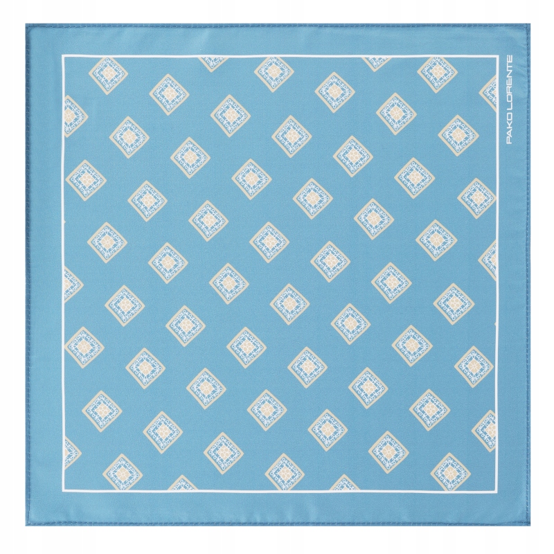 Hedvábný pánský kapesníček v modré barvě s kosočtverci Pako Lorente One Size
