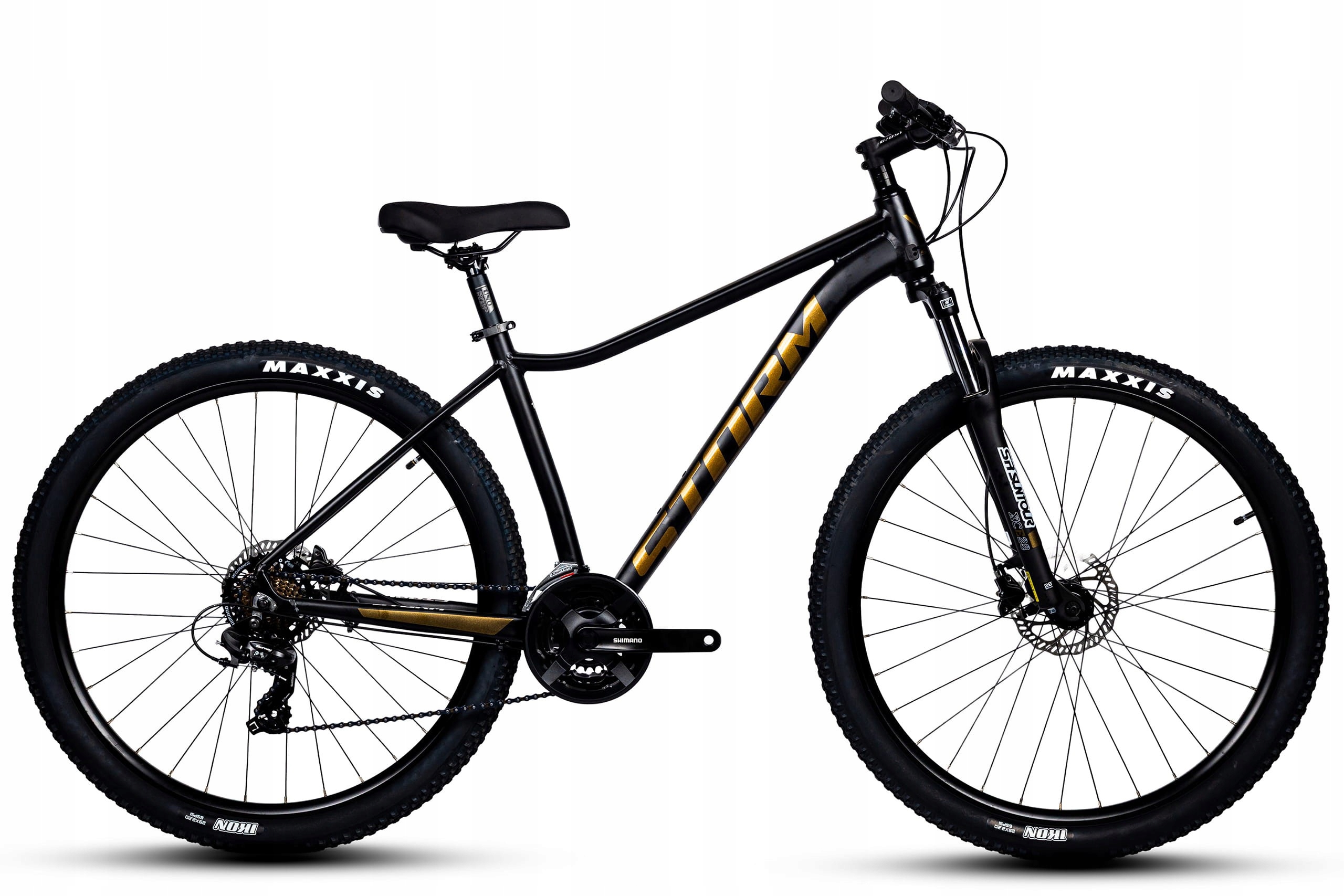 Rower 29 Storm Mtb Shark 2.0 M Tourney 3x7 2HD 19" czarno złoty mat