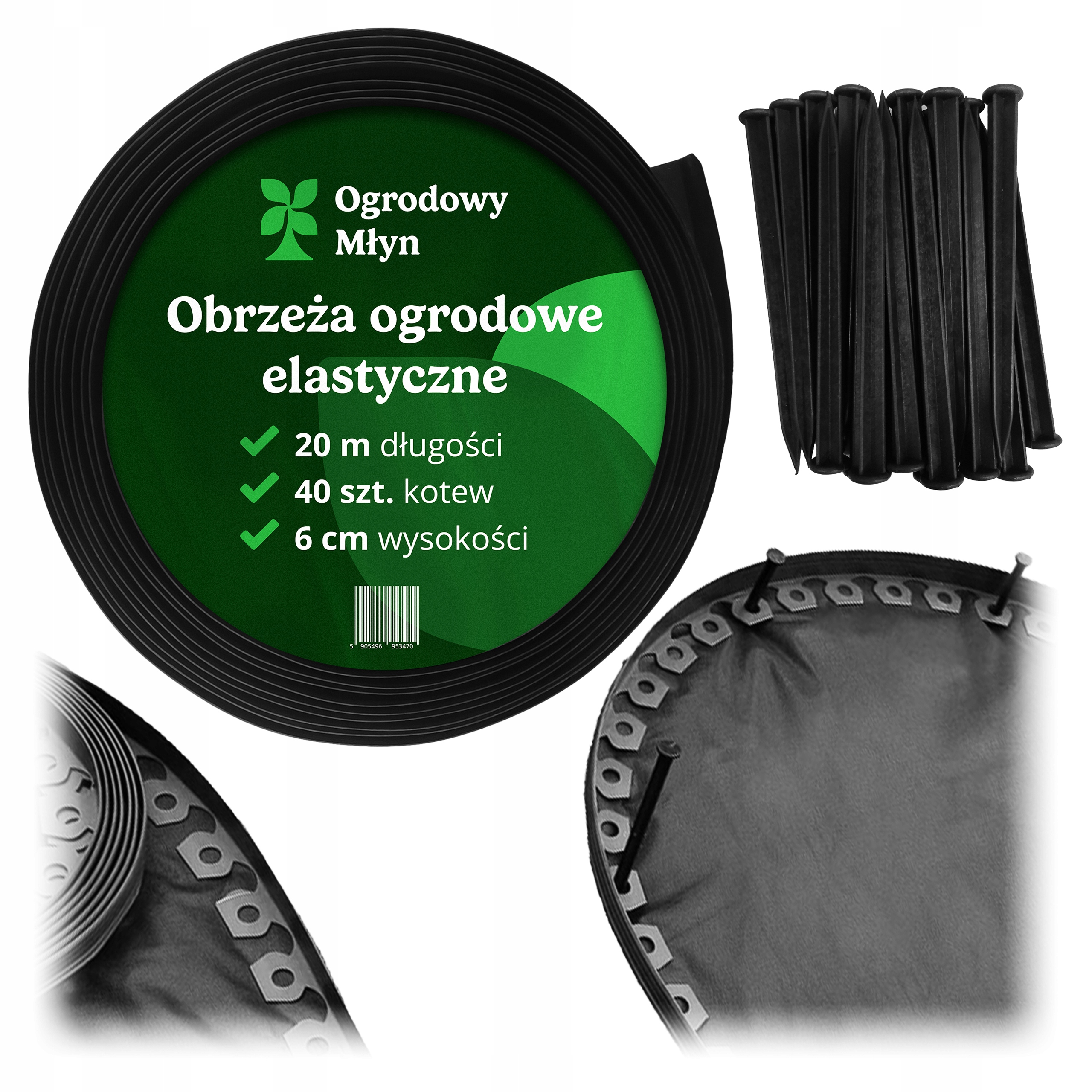 Obrzeże Trawnikowe Ogrodowe 6 cm 20 mb Plastikowe Elastyczne Border Czarne