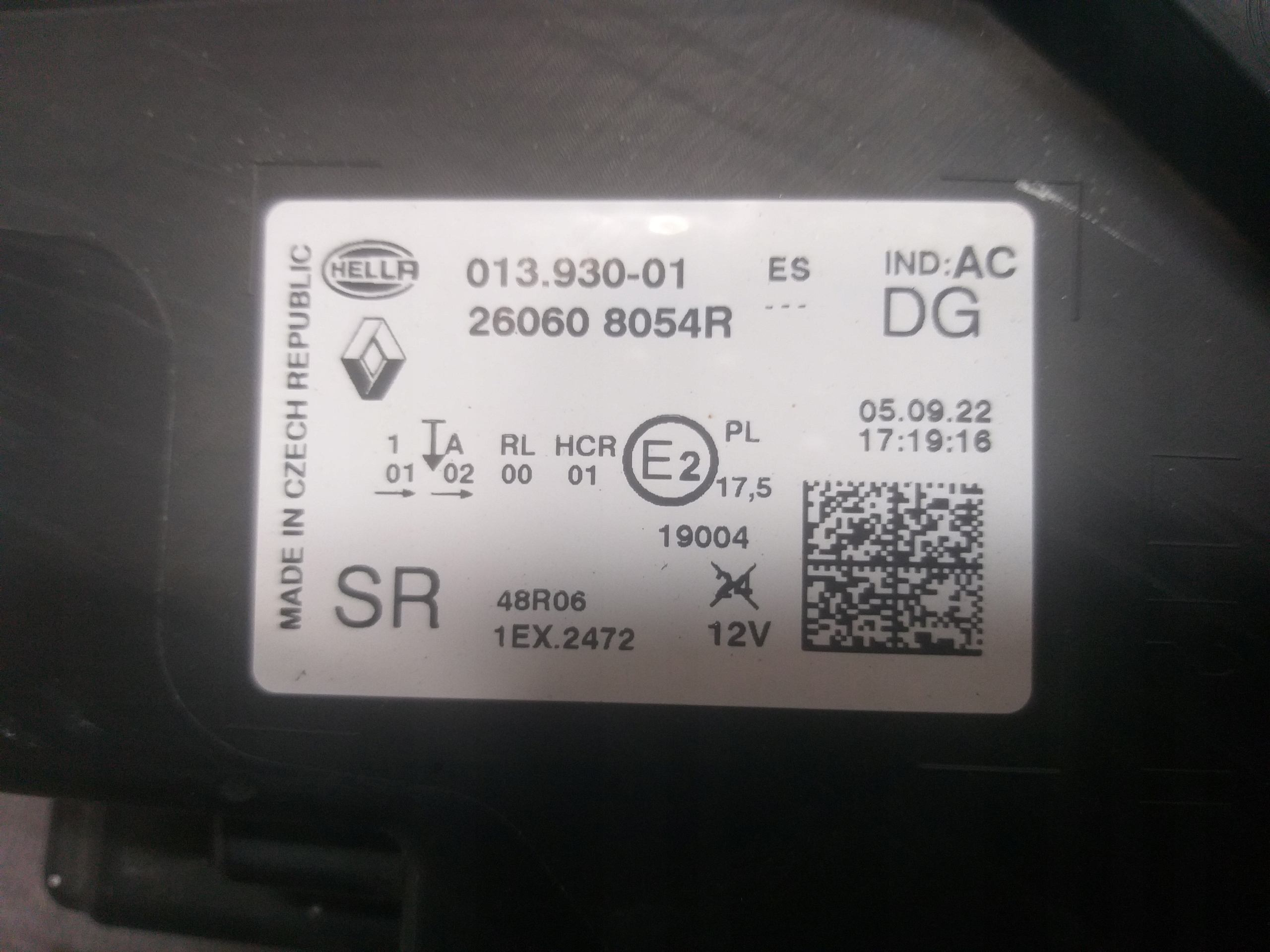 light front left RENAULT CAPTUR II 2 FULL LED 260608054R