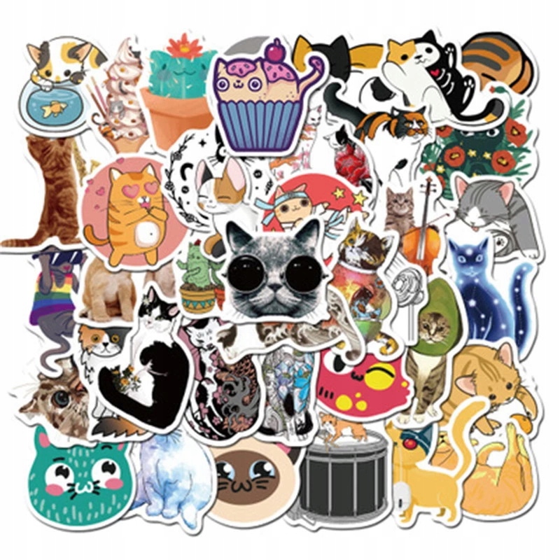 

Wlepy Sticker Bomb Naklejki MIX Koty Kotki 50 szt