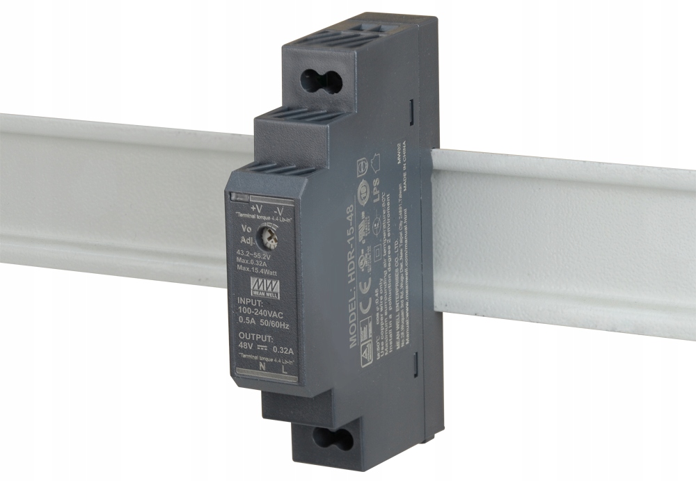 

HDR-15-48 Zasilacz 48V DC 0.32A 15W Din Meanwell