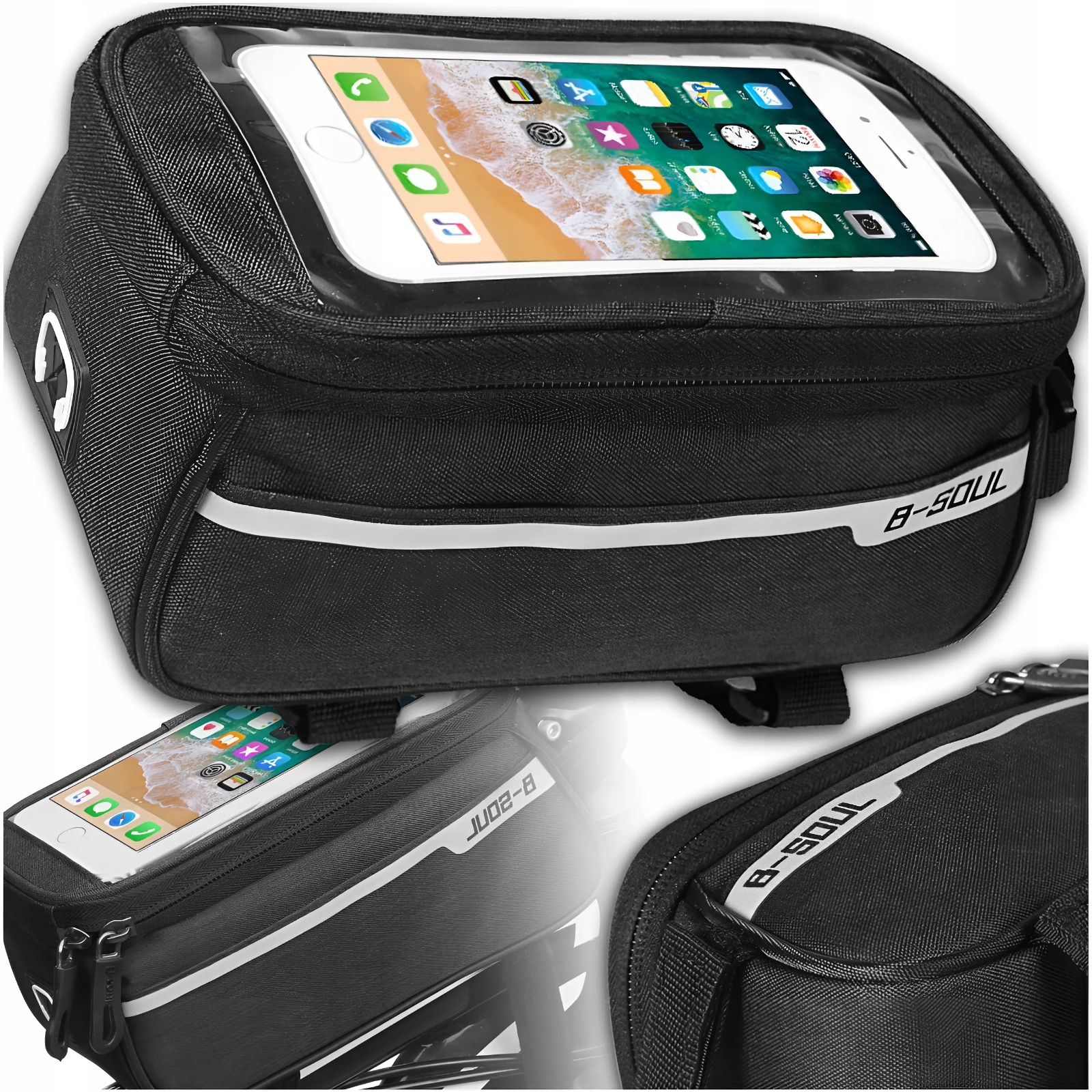 SAKWA TORBA ROWEROWA WODOODPORNA UCHWYT ETUI NA TELEFON NA RAMĘ SASZETKA Stan opakowania oryginalne