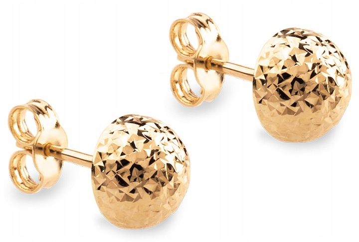 Złote Kolczyki Diamentowane Półkulki 6MM 585