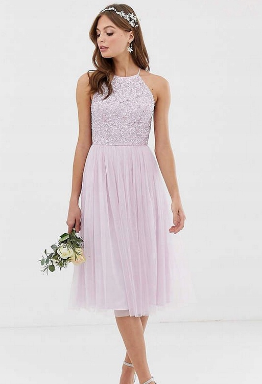 Flitrová Zdobená Tylová Koktejlová Šaty Maya 40 L
