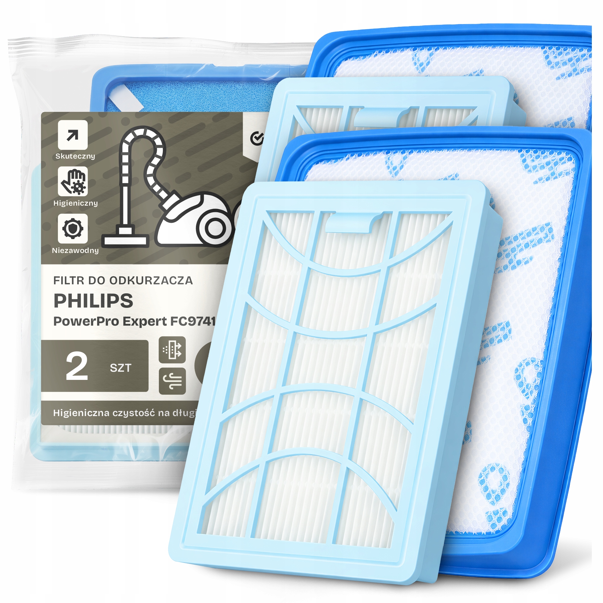 2x Vzduchové Filtry pro Vysavač Philips PowerPro Expert FC9741 Filtr Em-w