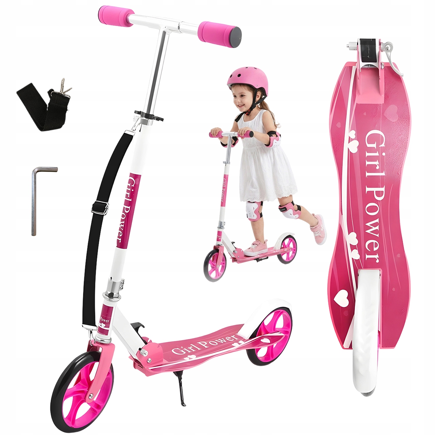 Hulajnoga Dziecięca Składana Z Regulacją Wysokości Różowa Dla Dzieci