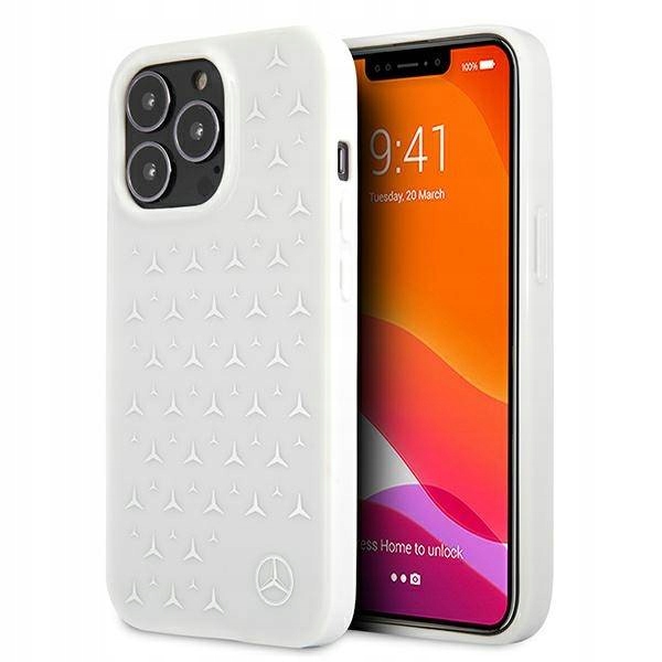 Etui Mercedes Silver Stars Pattern na iPhone 13 mini białe Mercedes