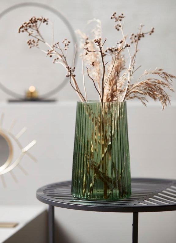 Стеклянная ваза для цветов зеленый декор ROY 20см Цветовые оттенки зеленого