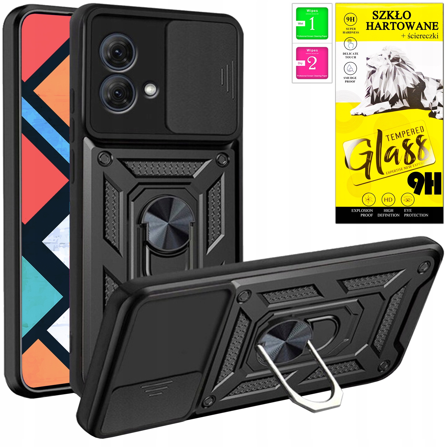 Etui Mocne Pancerne SLIDE RING Case Plecki Do Motorola Edge 40 Neo + szkło