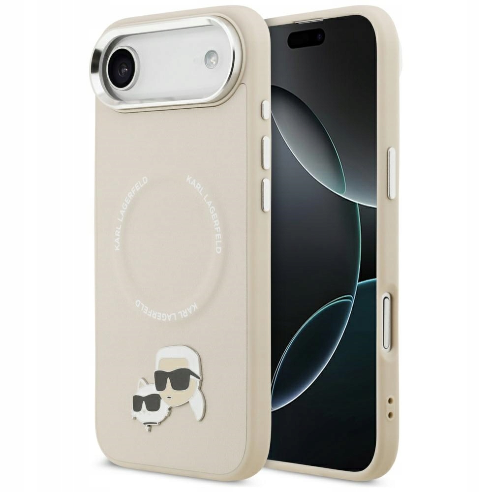 Pouzdro Karl Lagerfeld Karl & Choupette Pins MagSafe pro iPhone Air béžové