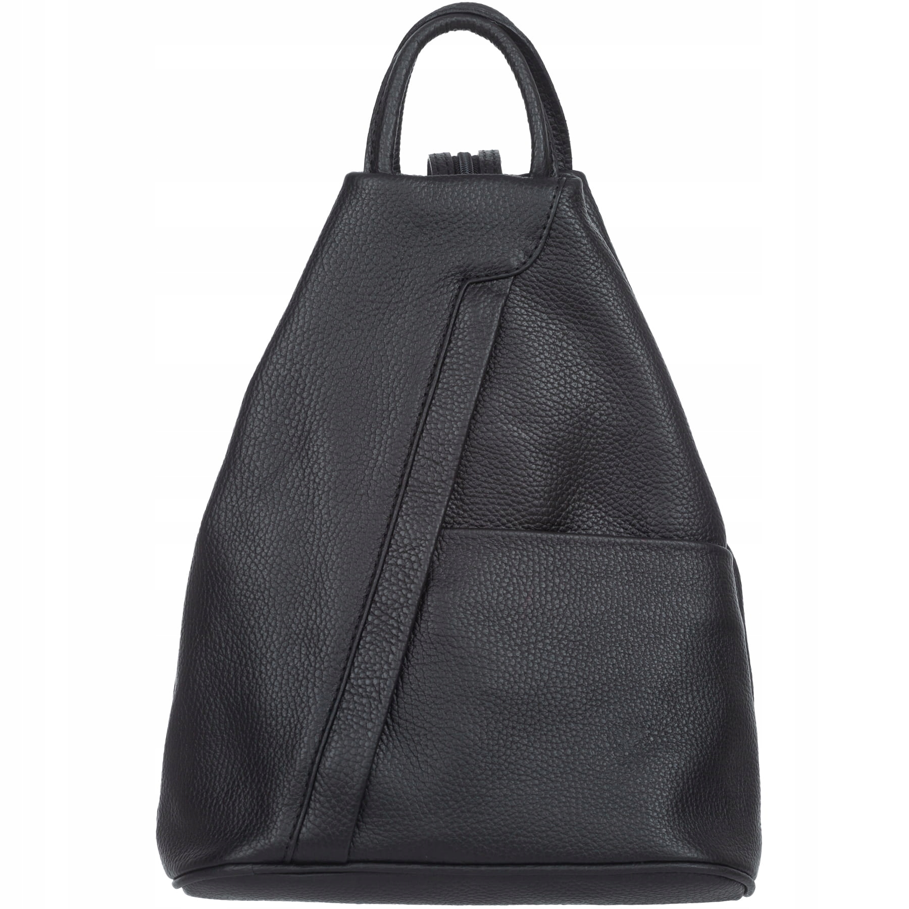 Vera Pelle plecak damski skórzany trójkątny Czarny