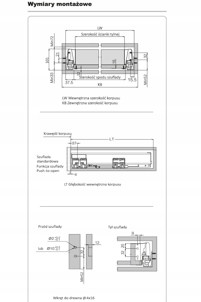 Szuflada Firmax softclose Niska 84 L=450mm Biała Głębokość mebla 45 cm
