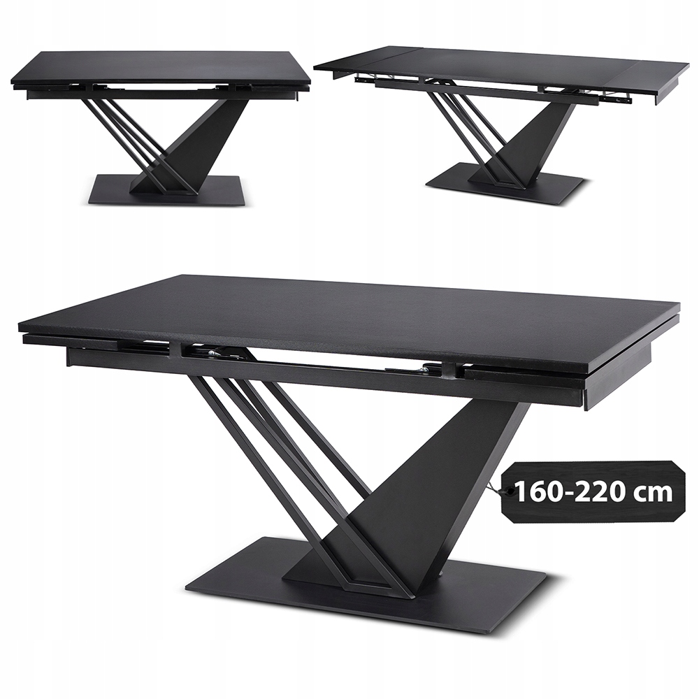 Rozkládací stůl do jídelny Kuchyňský obývací pokoj Velký Černý Rex 160-220