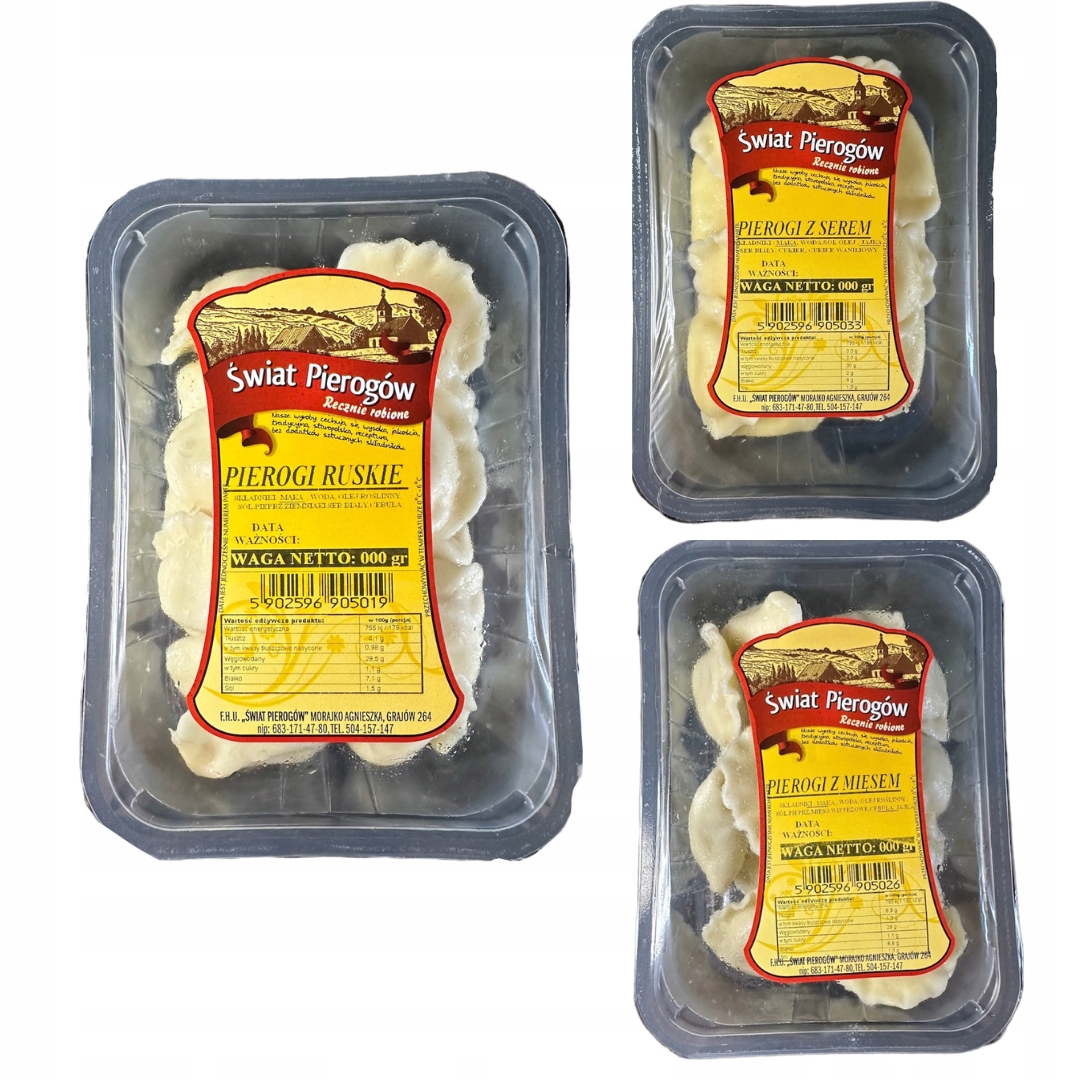 Degustační sada Ruské Pirohy S Masem A Sýrem 3X400gr Domácí Babička