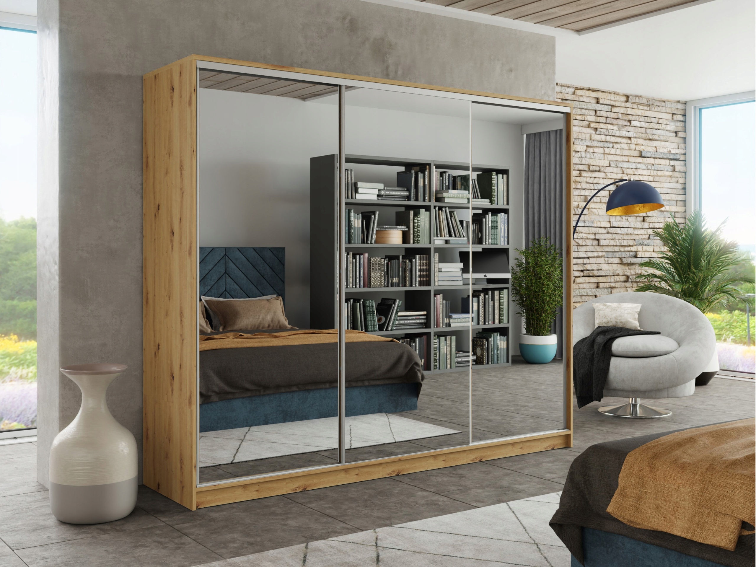 Szafa przesuwna lustro szuflady 200x205x56 ARTISAN PAOLA 10