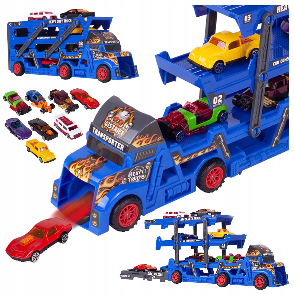 

Ciężarówka laweta Tir z Wyrzutnią+ 8 Samochodzików