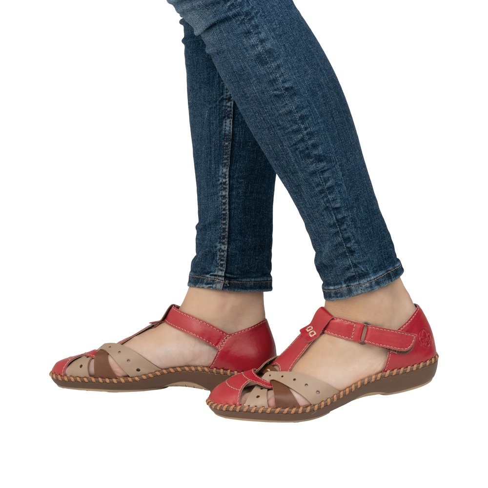 Dámské sandály Rieker béžové a červené vel 39