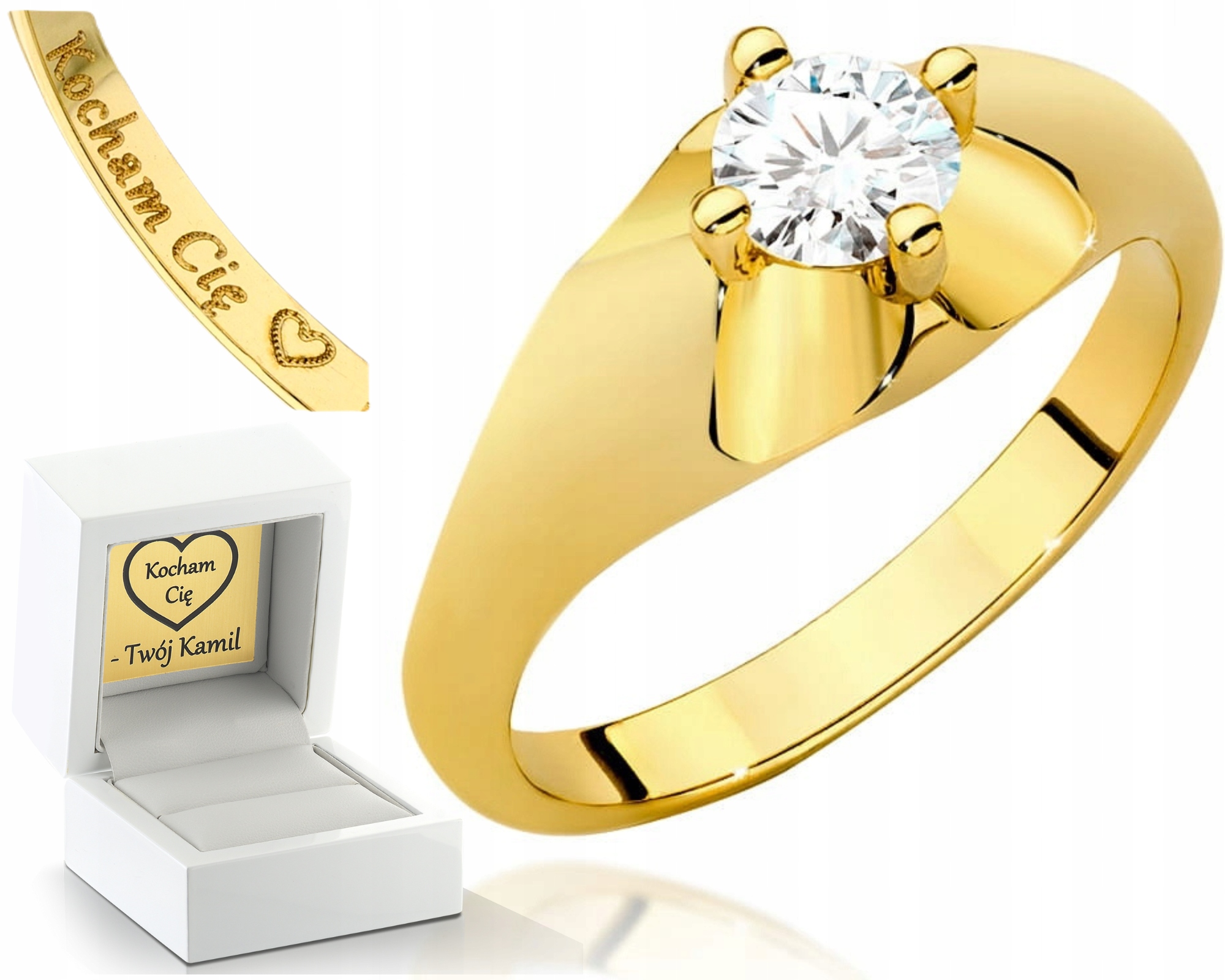 Prstýnek Žluté Zlato 14K S Laboratorním Diamantem