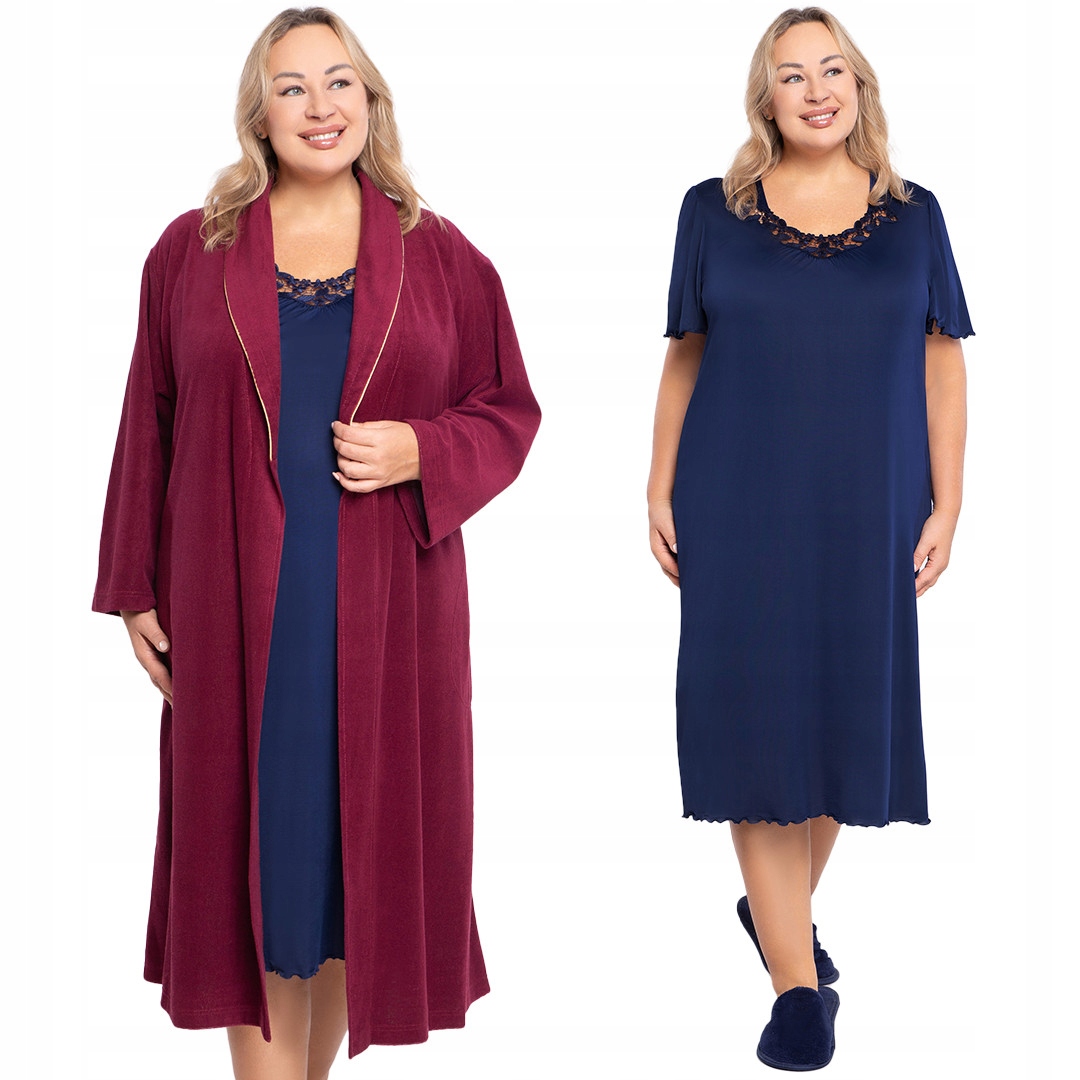 Tmavě noční košile s lemem Mewa 58