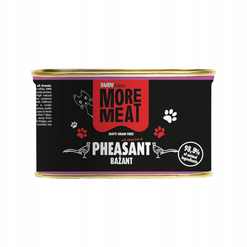 Levně 6x Buba More Meat Kočka Plechovka Bazant 185g mokré krmivo pro kočky