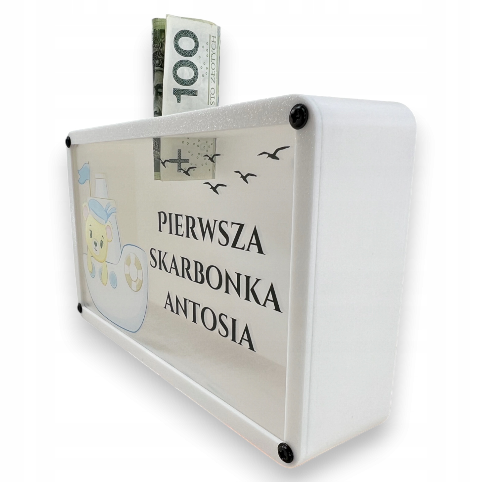 Skarbonka z grafiką, duża PIERWSZA SKARBONKA imię prezent CHRZEST Marka inna marka