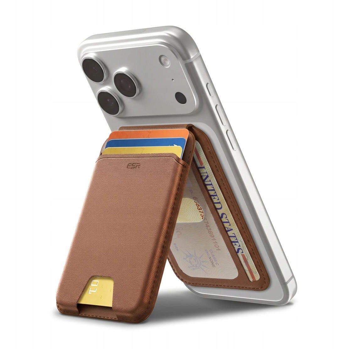Portfel magnetyczny MagSafe Esr Classic Rfid Wallet Stand brązowy