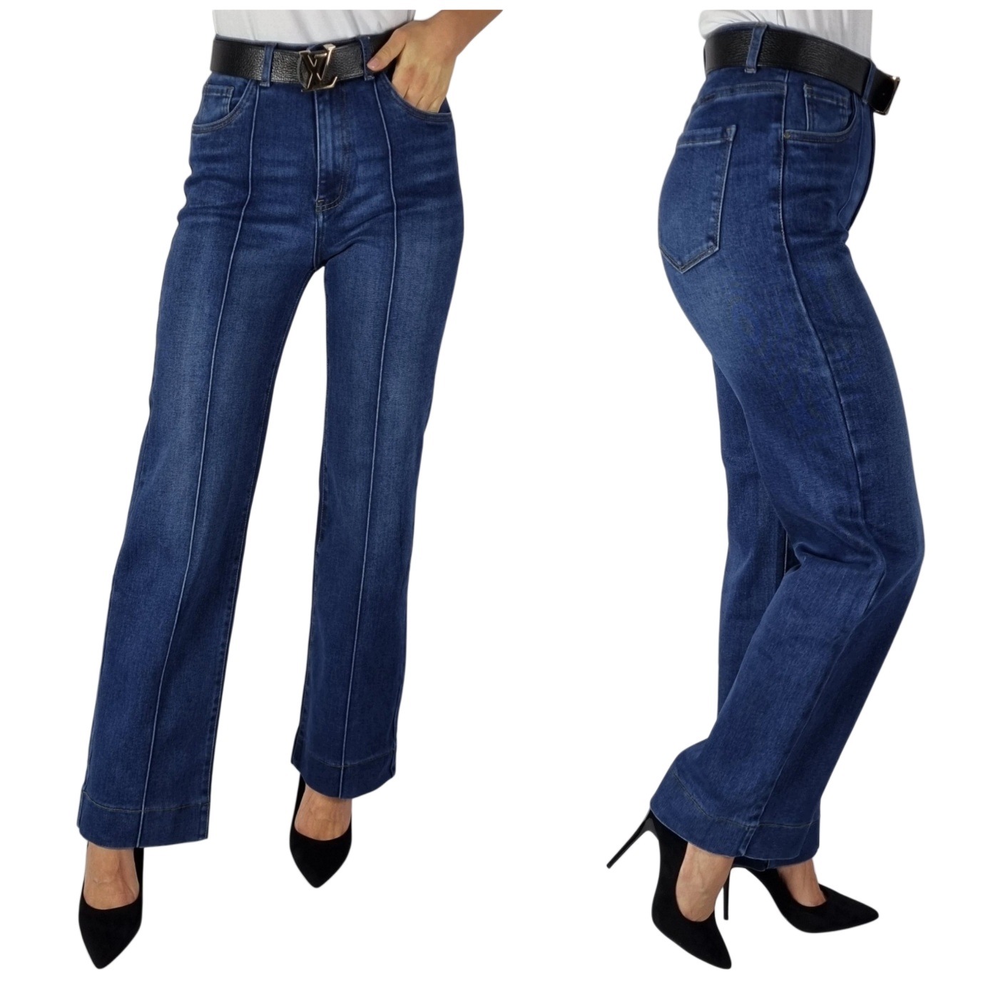 Spodnie Szerokie Wide Leg Z Przeszyciami W Kant Verden Jeans 46/3XL