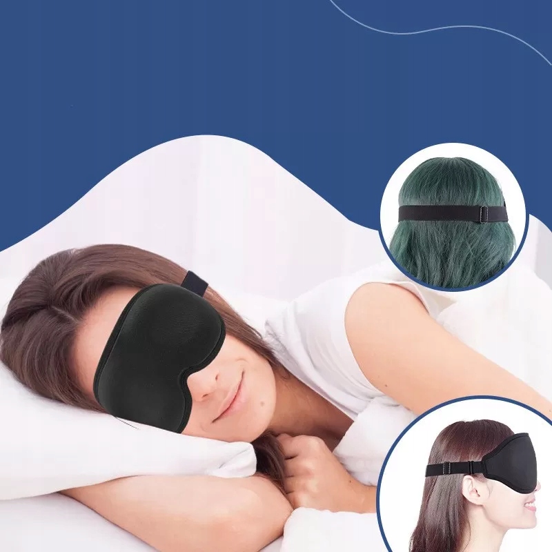 OPASKA MASKA NA OCZY 3w1 DO SPANIA SPOKOJNY SEN + 2 STOPERY ZATYCZKI ETUI Wzór dominujący geometryczny