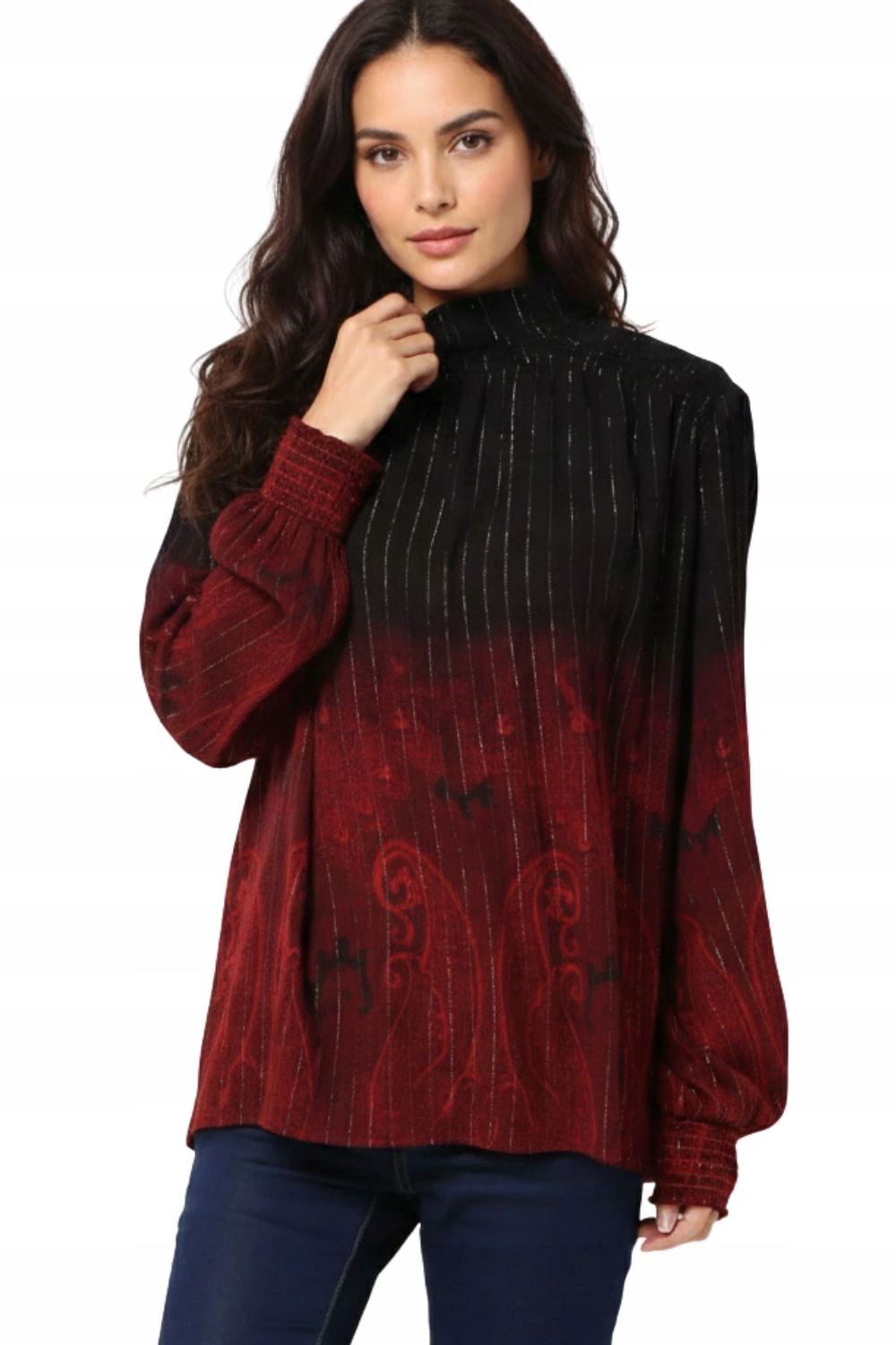 Dámská mikina Desigual Duna elegantní ombre černá a vínová vel. M