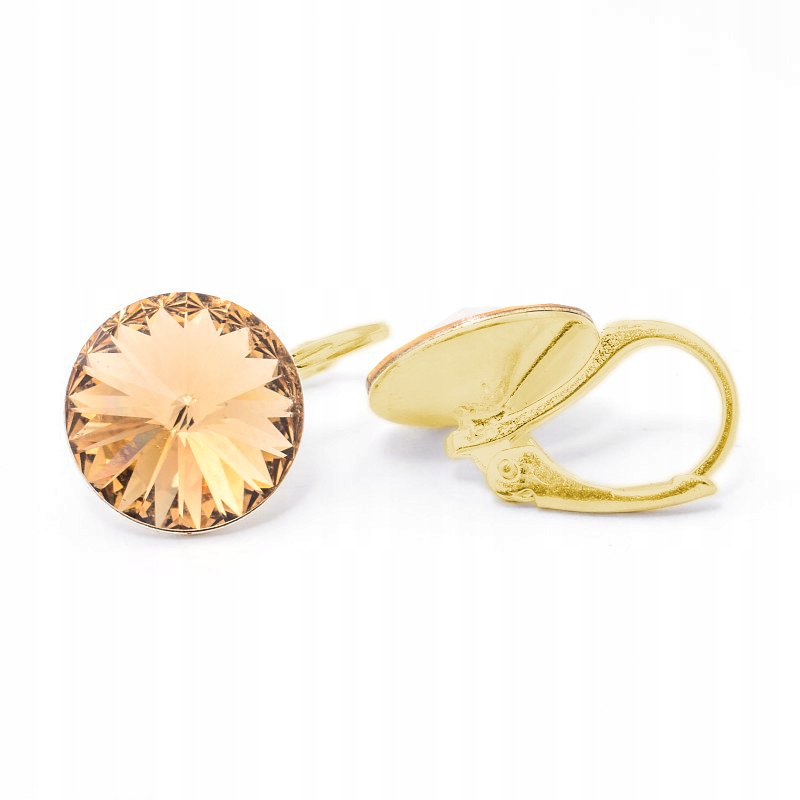 Náušnice pozlacené stříbro 925 s kr. Swarovski Rivoli 12 mm L. Colorado Topaz