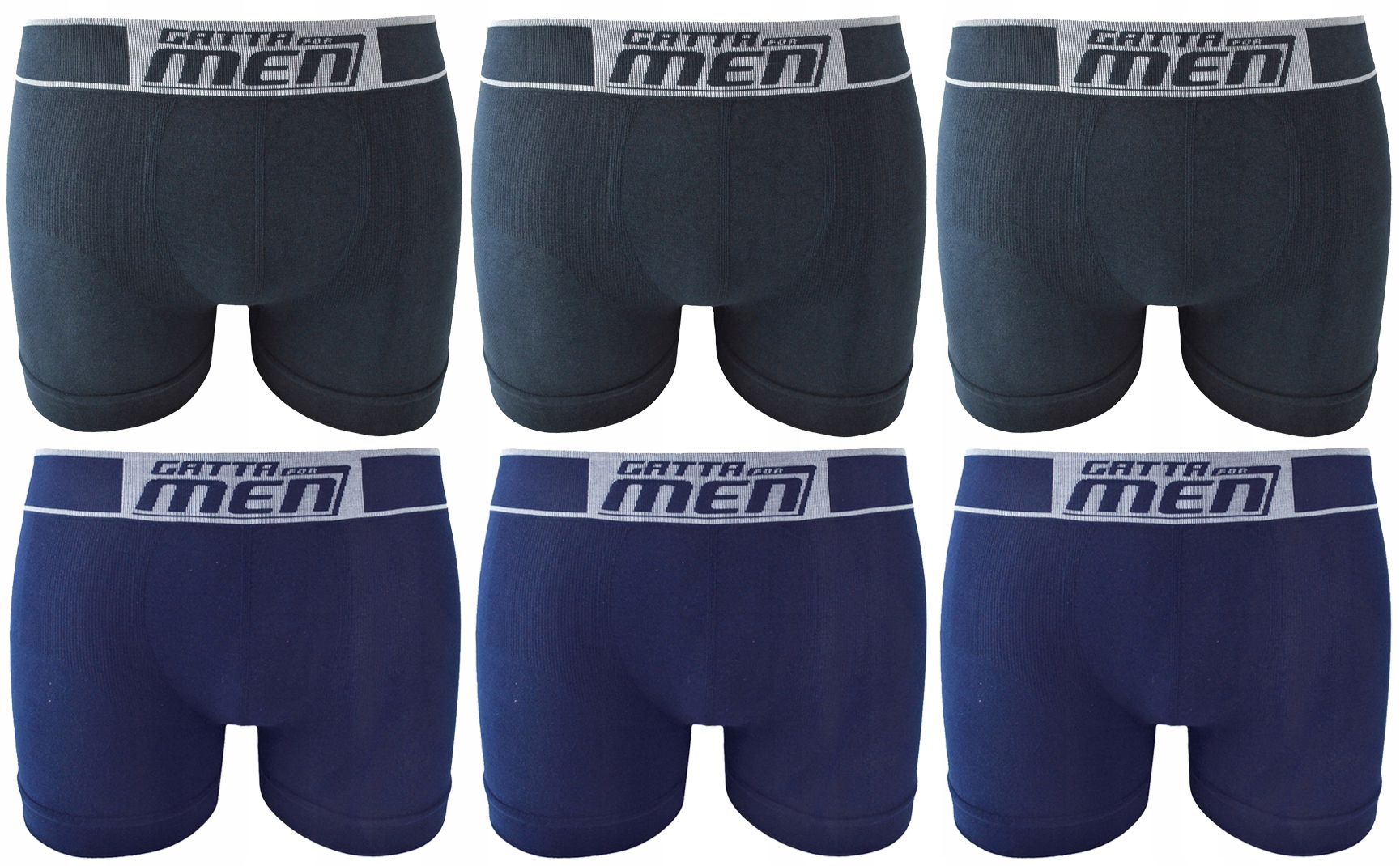 6 X Gatta Boxer Pánské Boxerky Bavlna Námořnická Modrá Šedá L