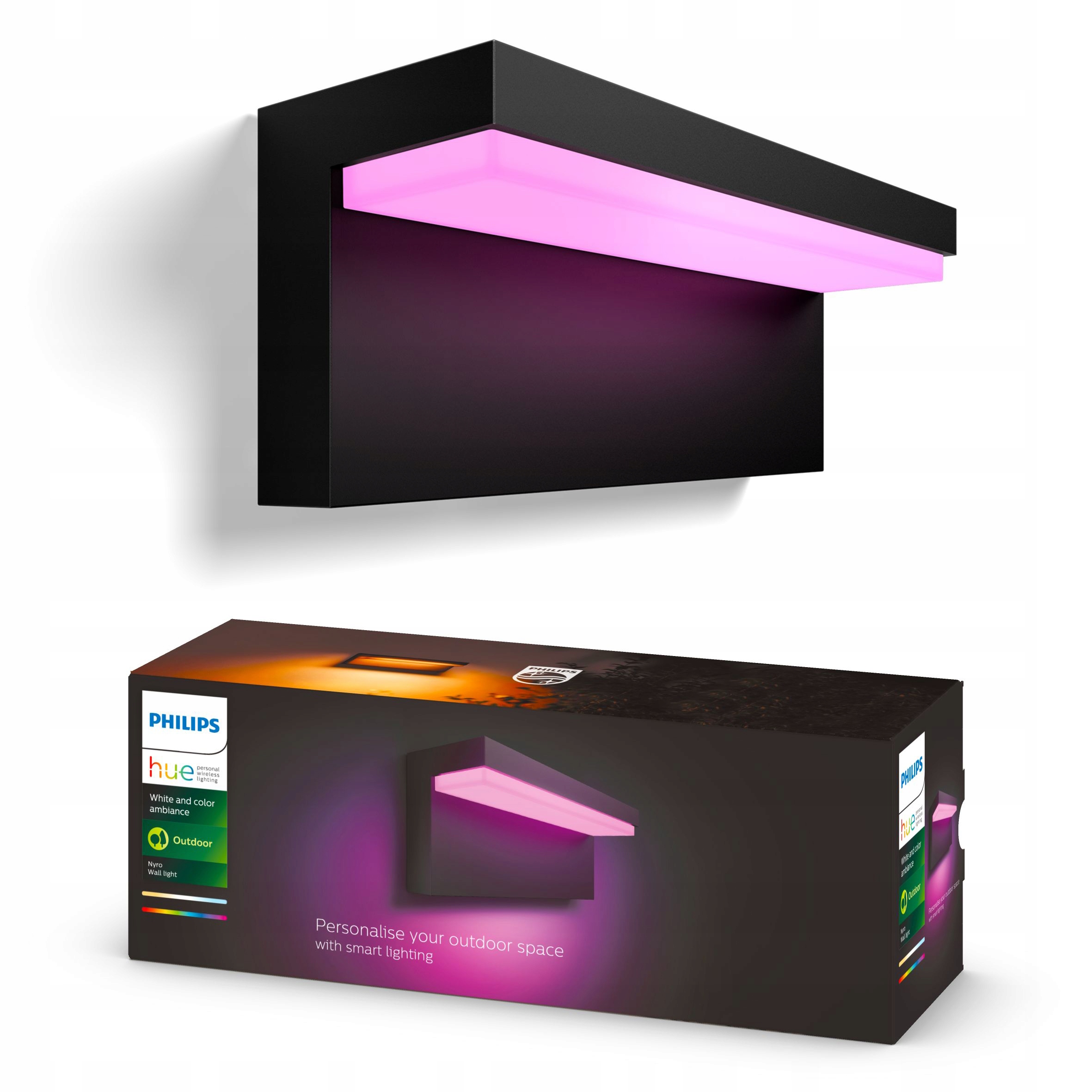 Led záhradné nástenné svietidlo Vonkajšia lampa Philips Hue Nyro Rgb Tw Inteligentná