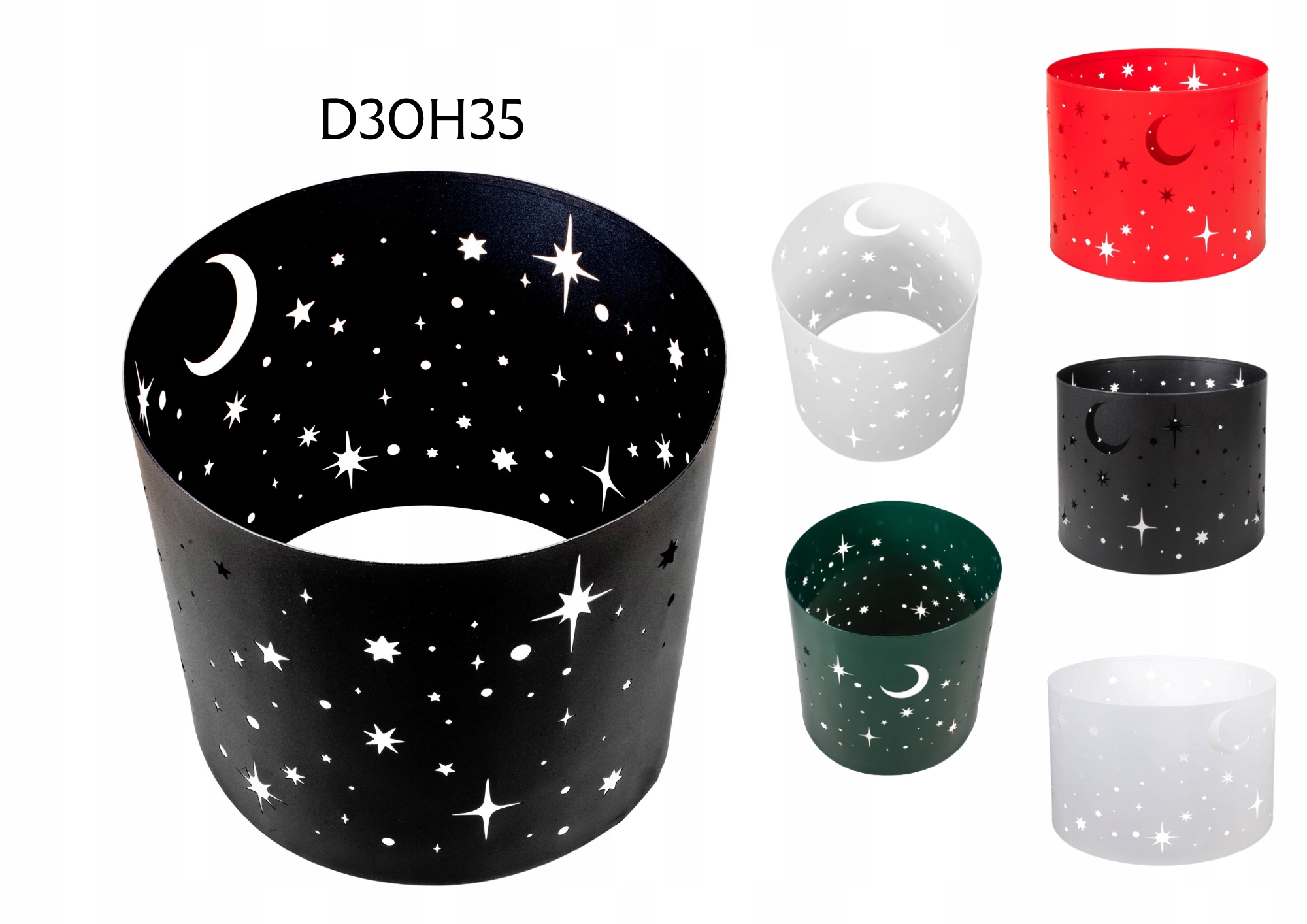 Kovová krycí maska D30H35 na květináč pod vánoční stromeček s hvězdičkami, černá