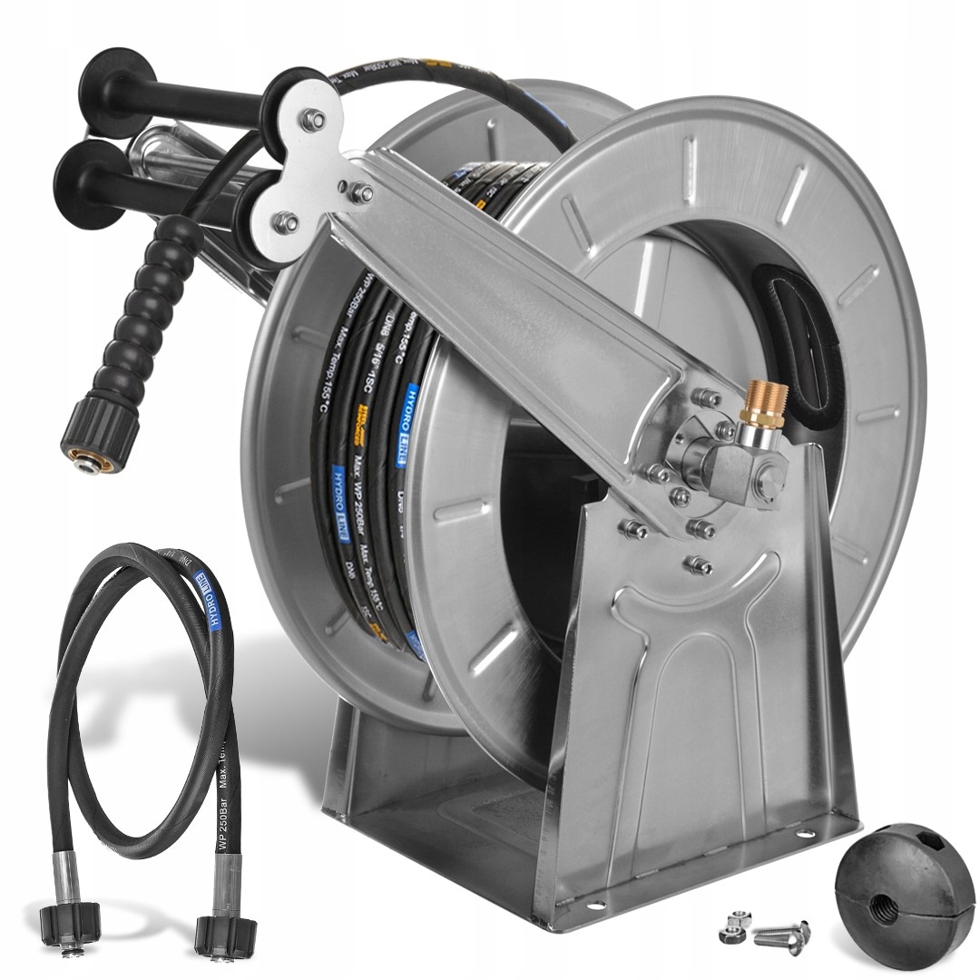 Bęben Zwijak Automatyczny Inox Wąż 20m DN8 M22 Do Karcher Kranzle Na Myjnie