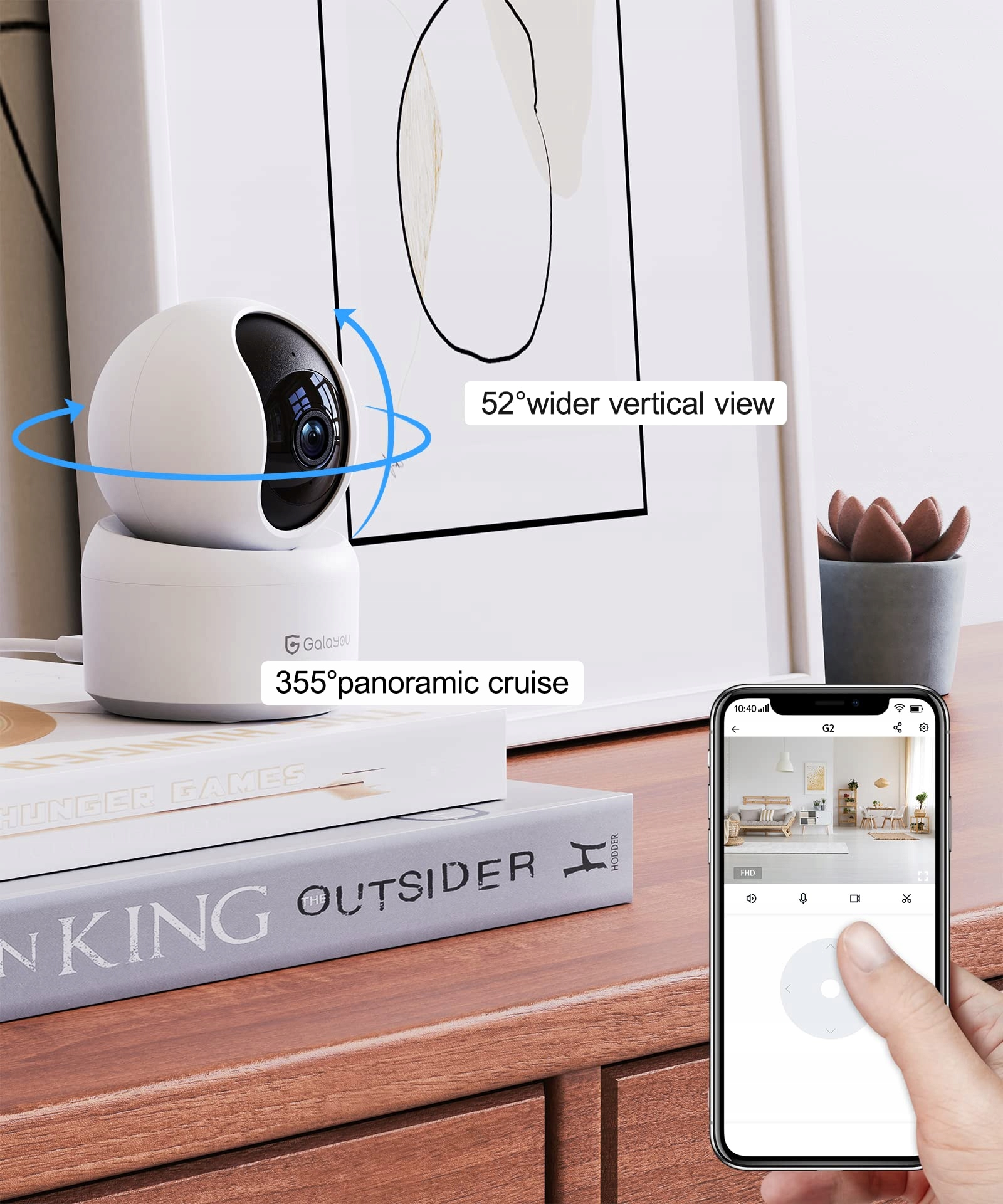 GALAYOU Kamera 2K Wewnętrzna WiFi 360° Audio Dwukierunkowe Alexa Google — miniatura 5