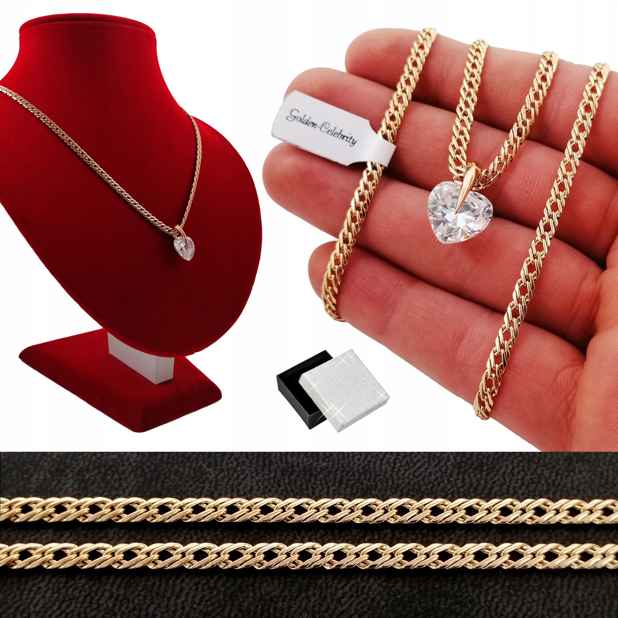 Zlatý Řetízek Rombo+srdce 18K Dárek+dedikace