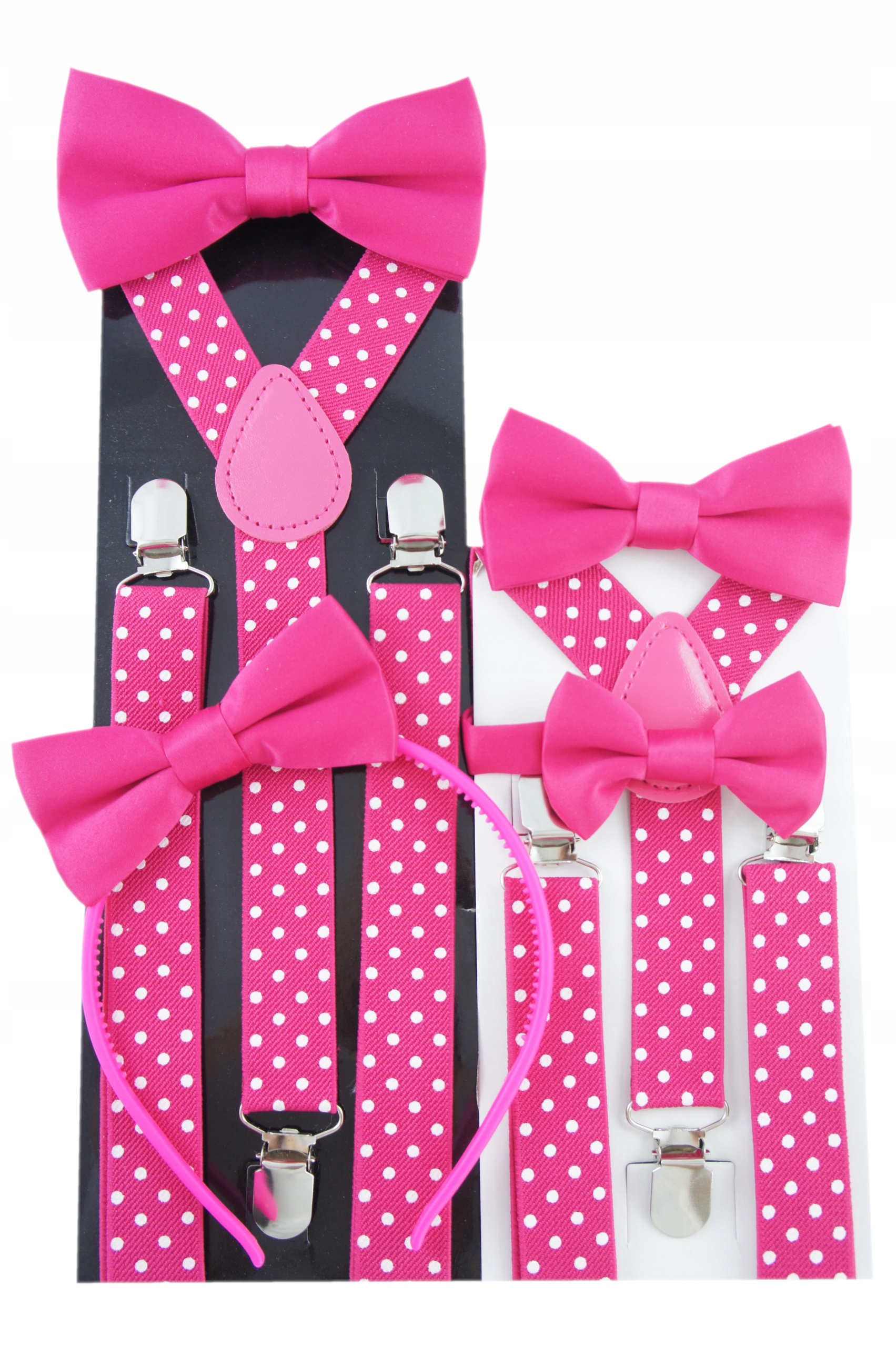 RÓŻOWE szelki dziecięce W KROPKI r.uniwer 1-8lat Kolor różowy