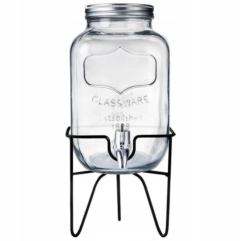 SŁOIK Z KRANIKIEM słój pojemnik na WODĘ LEMONIADĘ herbatę MROŻONĄ STOJAK 4L Waga produktu z opakowaniem jednostkowym 1.7 kg