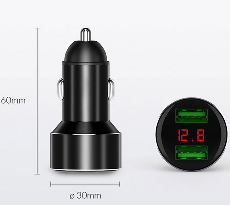ŁADOWARKA SAMOCHODOWA 2 x USB z Woltomierzem Złącza USB