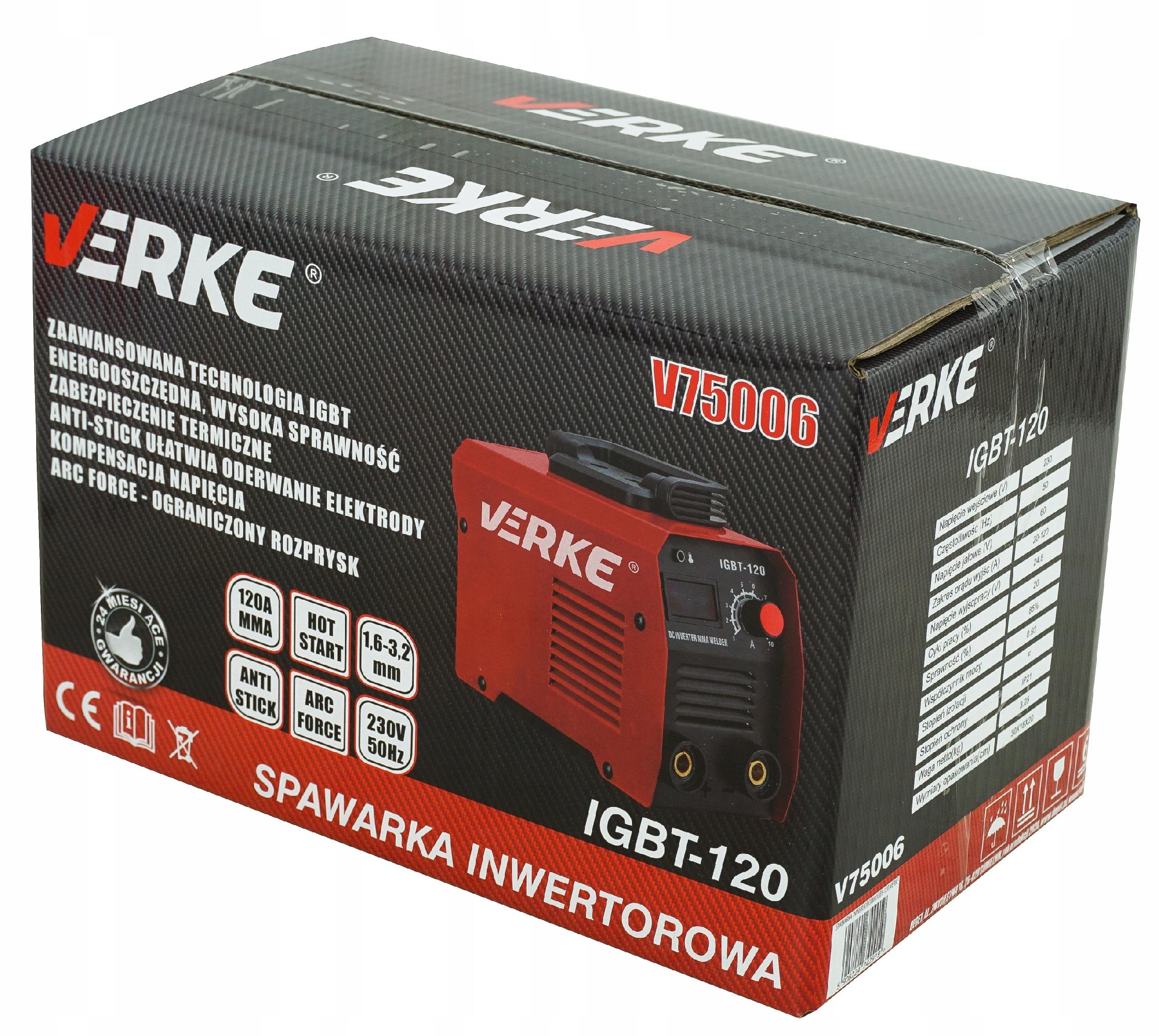 SPAWARKA INWERTOROWA INWERTEROWA 120A LCD MMA IGBT Czas cyklu pracy 60%