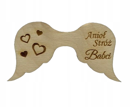 Drewniane skrzydła anioła z napisem Anioł Stróż Babci dekor decoupage wzór2