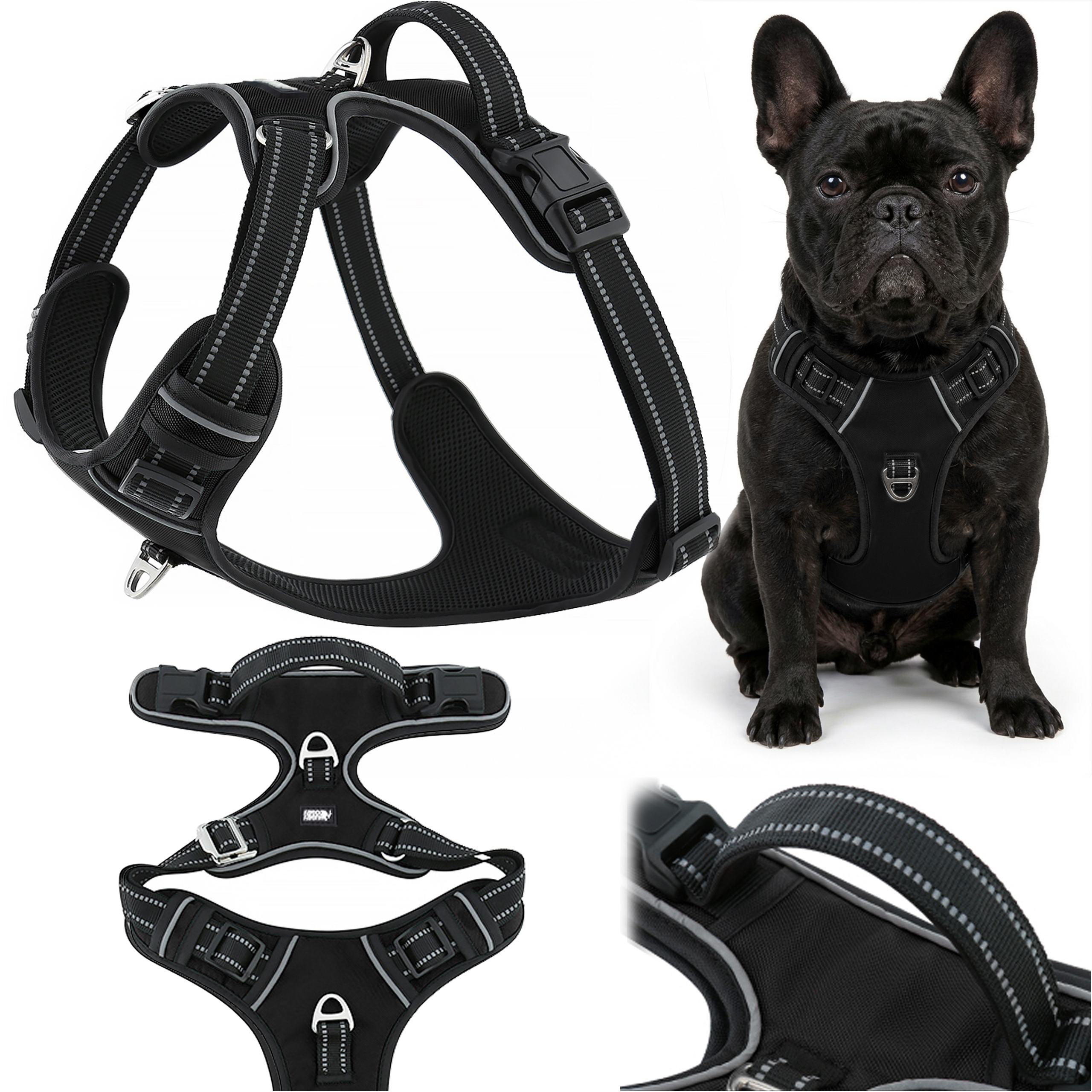 Szelki dla psa guard bezuciskowe regulowane mocne Huggy Doggy czarne M