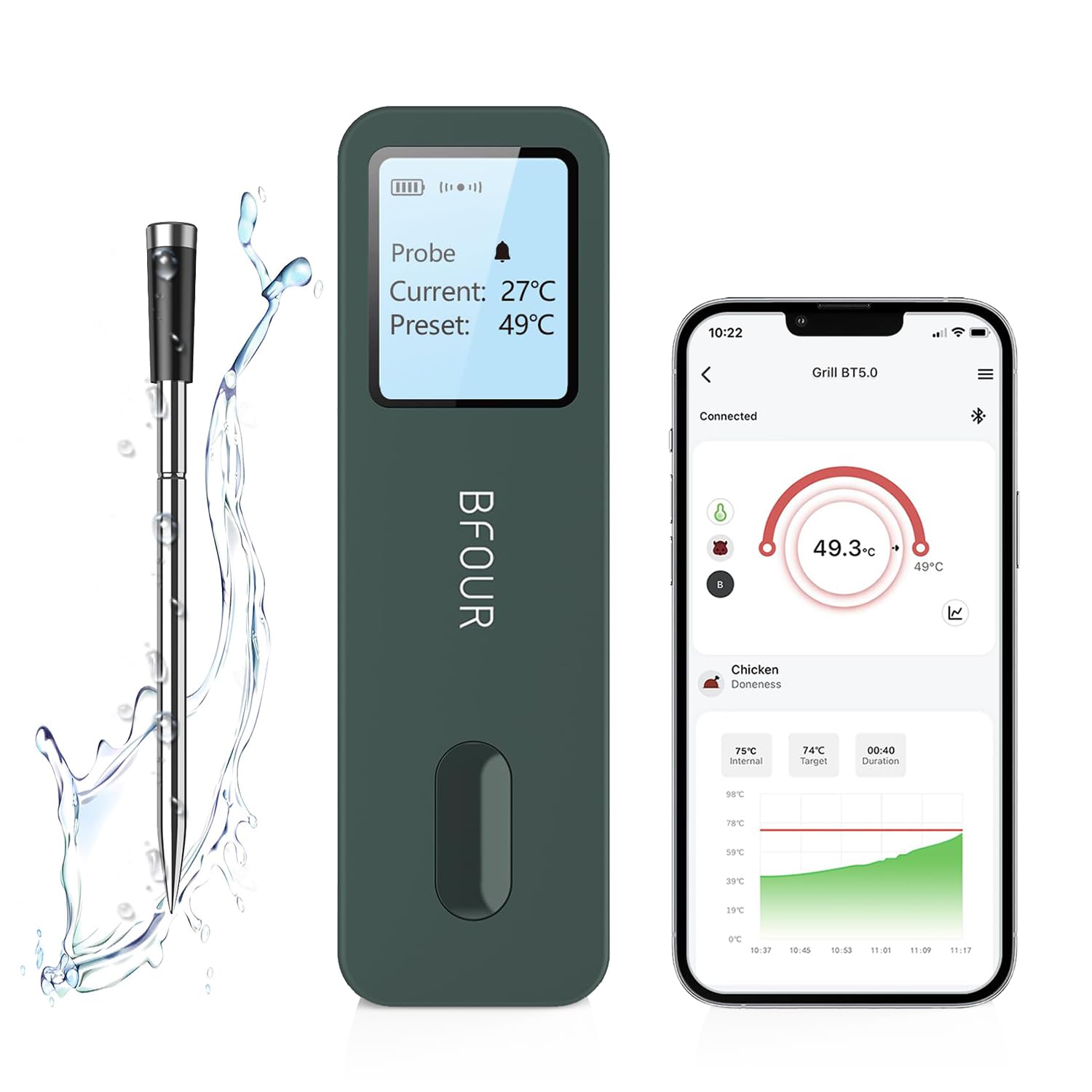 Termometer s kuchynskou sondou Bfour