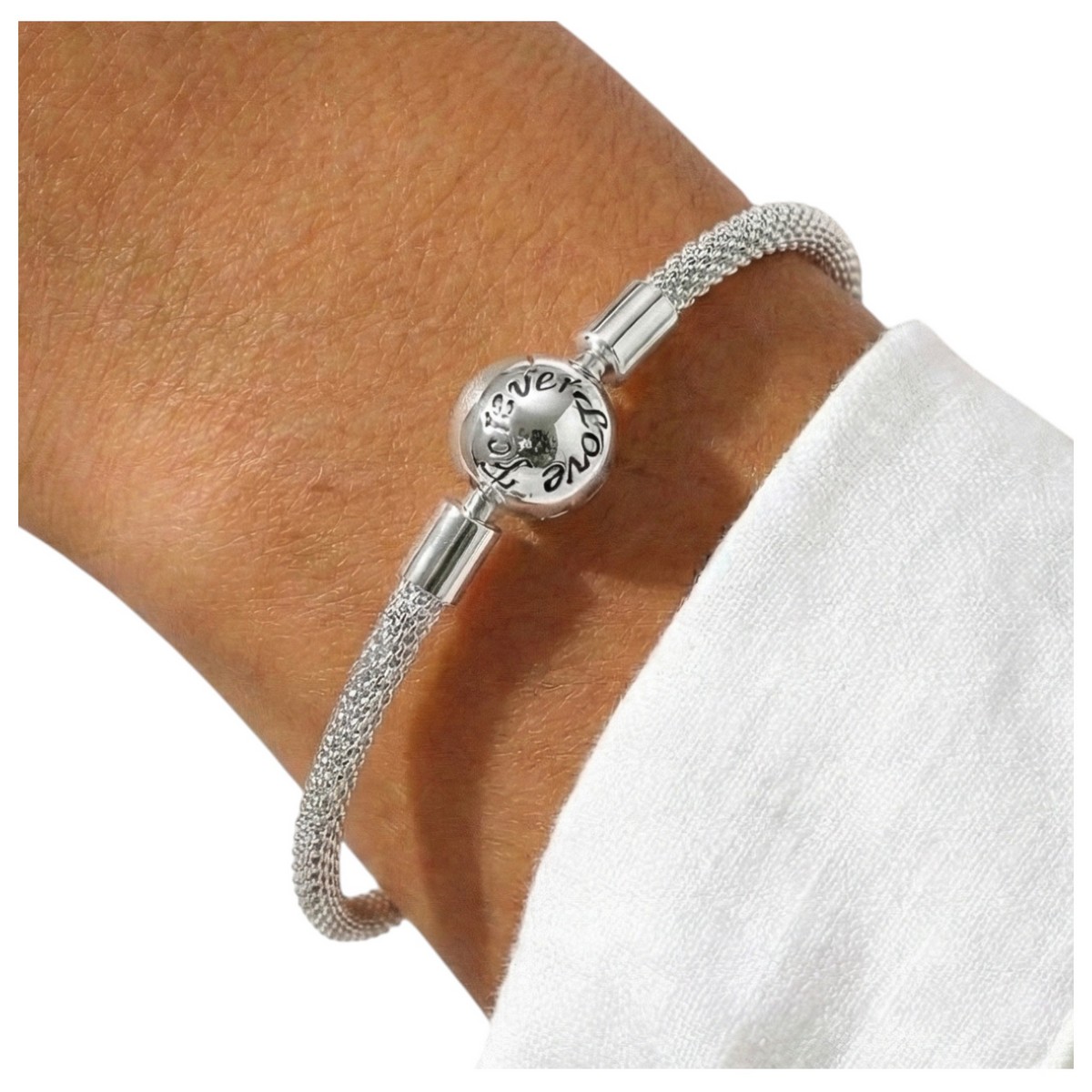 Náramek Forever Love elegantní tuhý stříbro 925 17 cm