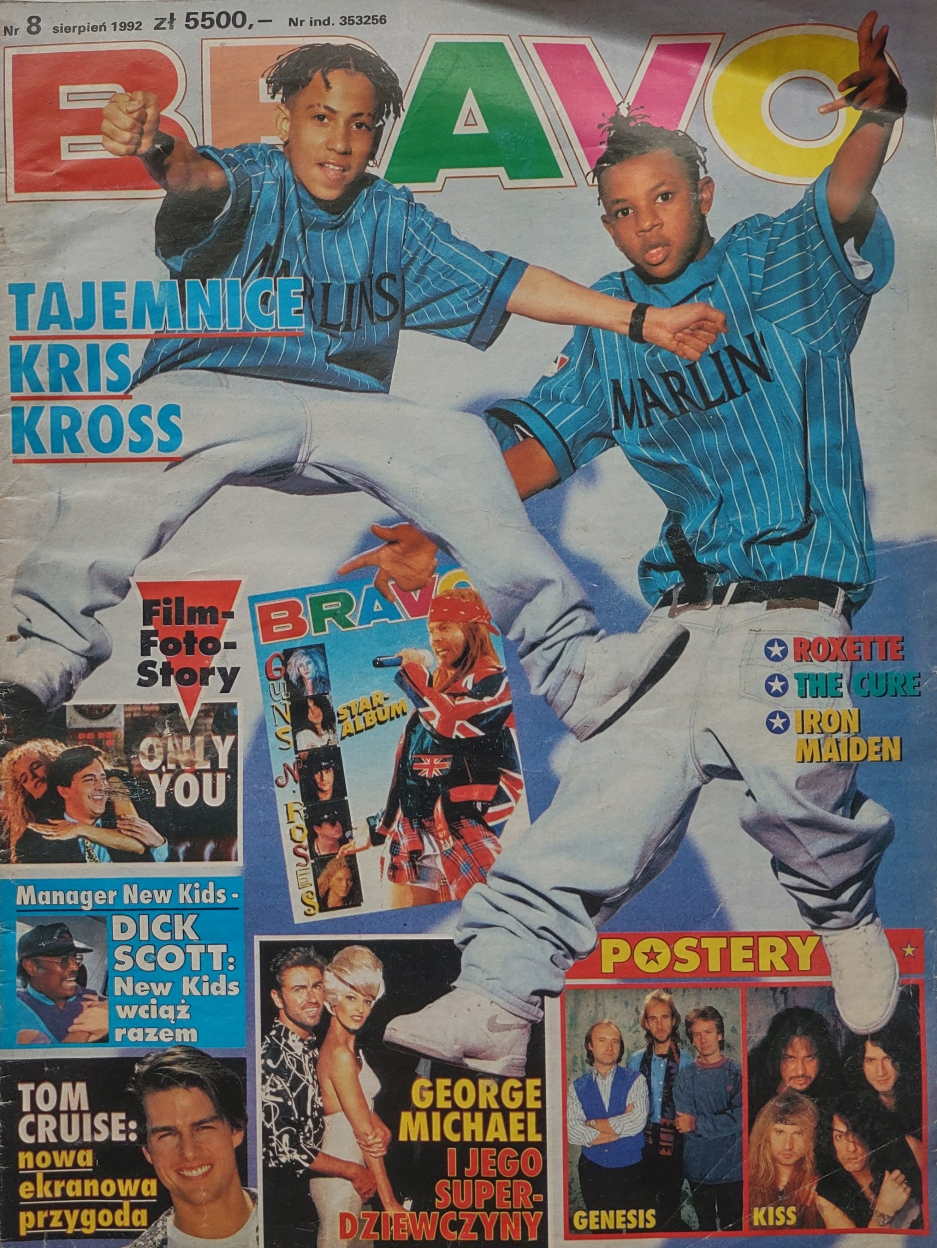 Bravo 8 1992 są plakaty Kiss Genesis, jest Star-album Guns N' Roses